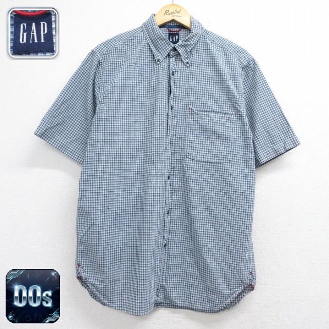 【20%OFF】ギャップ 00s 半袖シャツ ネイビーチェック メンズL相当 | 古着