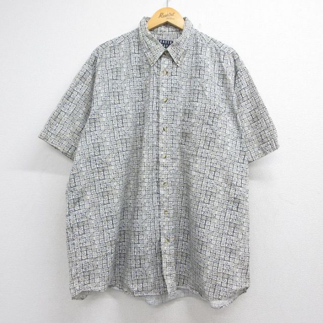 TRADER BAY 00s 半袖シャツ 総柄 ベージュ メンズXL相当 | 古着