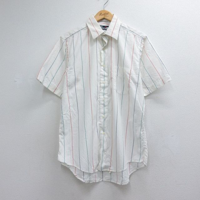 90s 半袖シャツ ストライプ ホワイト メンズL相当 | 古着