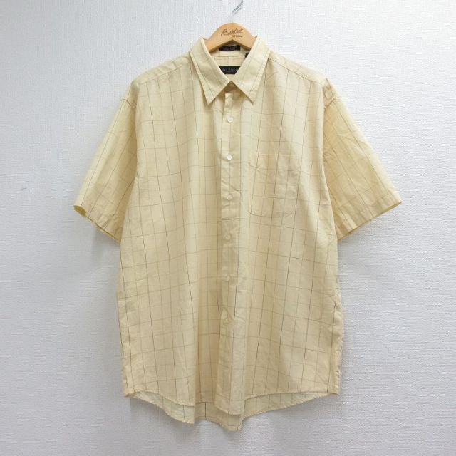 バンヒューセン 半袖シャツ チェック イエロー メンズXL相当 | 古着