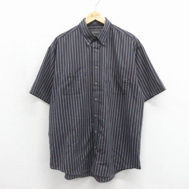 バンヒューセン 半袖シャツ ネイビーチェック メンズXL相当 | 古着