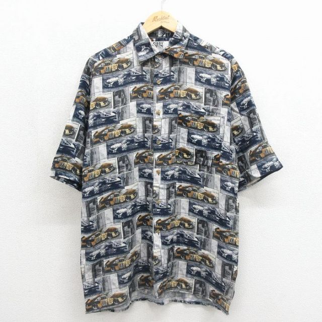 00s 半袖シャツ レーシングカー ネイビー メンズM相当 | 古着