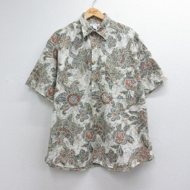 00s 半袖シャツ 花 ベージュ メンズXL相当 | 古着
