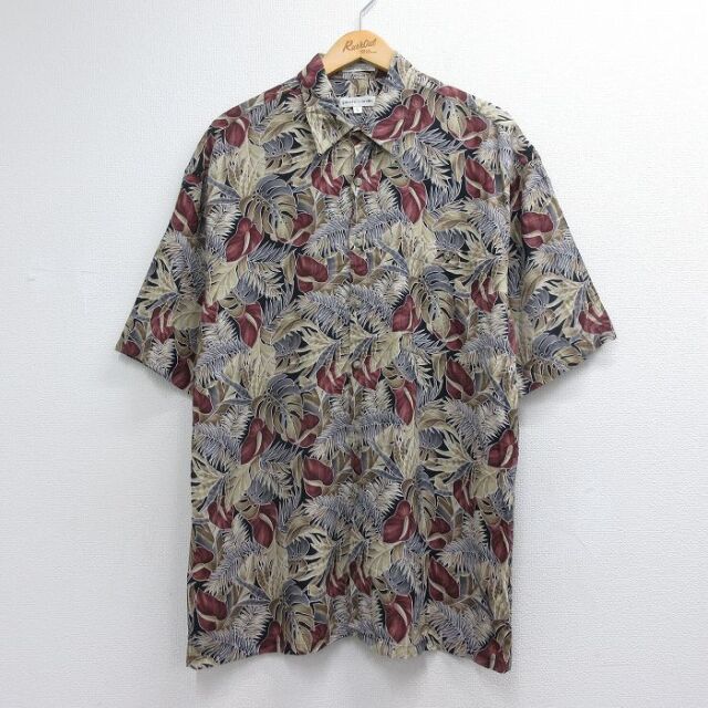ピエールカルダン 90s 半袖シャツ 葉 ブラック メンズXL相当 | 古着