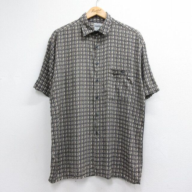 90s 半袖シャツ チェック ベージュ メンズL相当 | 古着