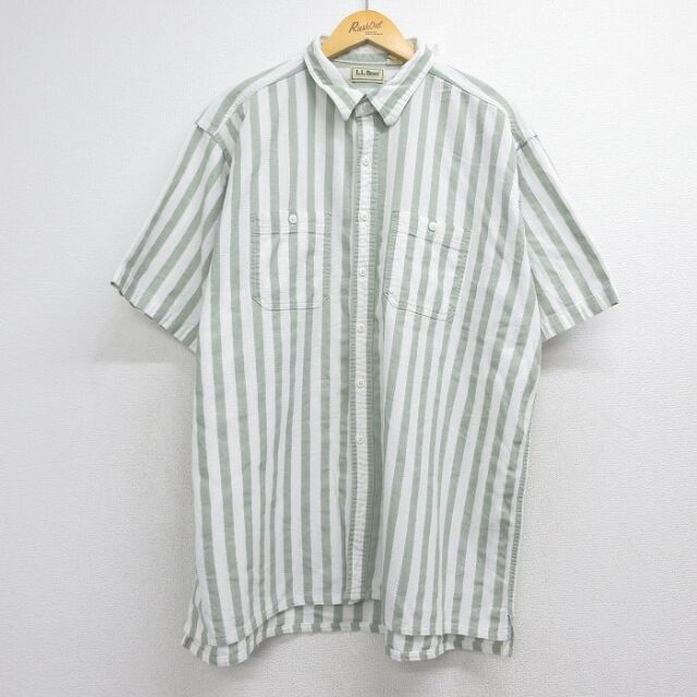 エルエルビーン 80s 半袖シャツ ストライプ カーキ メンズXL相当 | 古着