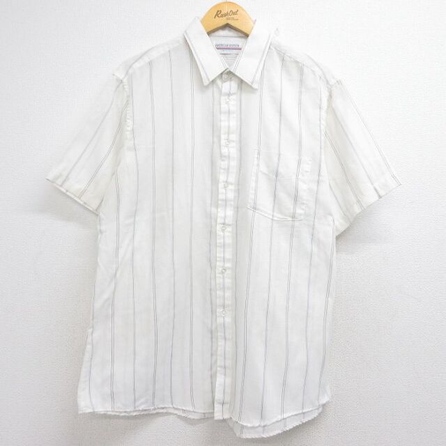 80s 半袖シャツ ストライプ ホワイト メンズXL相当 | 古着