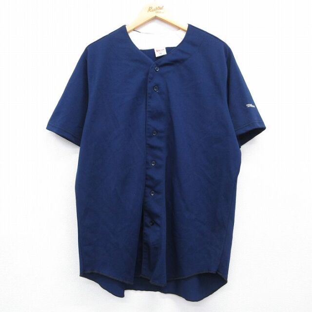 ウィルソン 90s 半袖ベースボールシャツ ネイビー メンズXL相当 | 古着