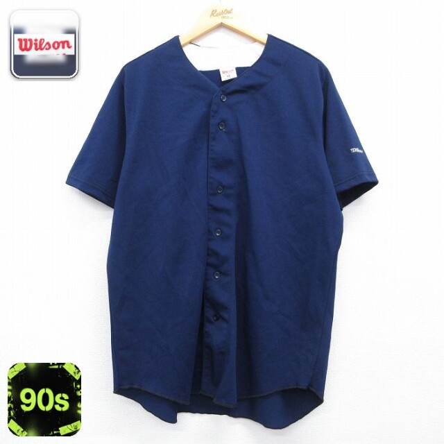 ウィルソン 90s 半袖ベースボールシャツ ネイビー メンズXL相当 | 古着