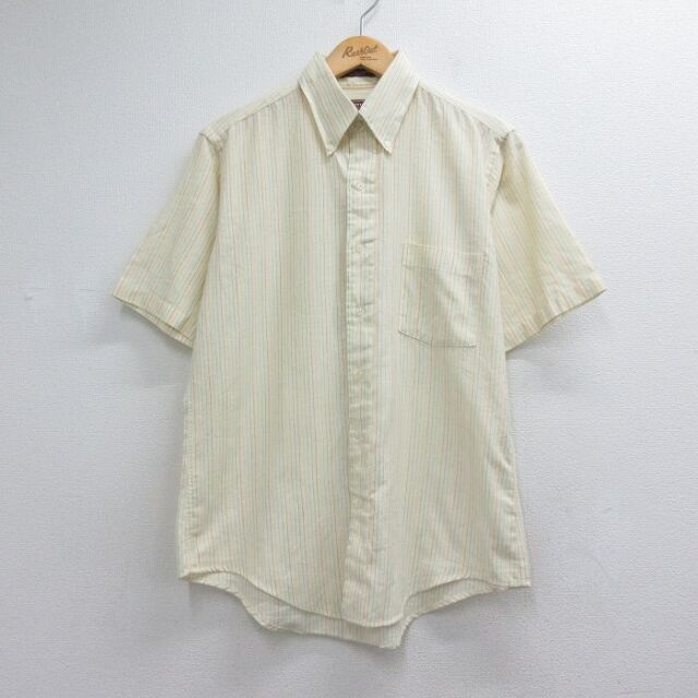 アロー 90s 半袖シャツ ストライプ イエロー メンズL相当 | 古着