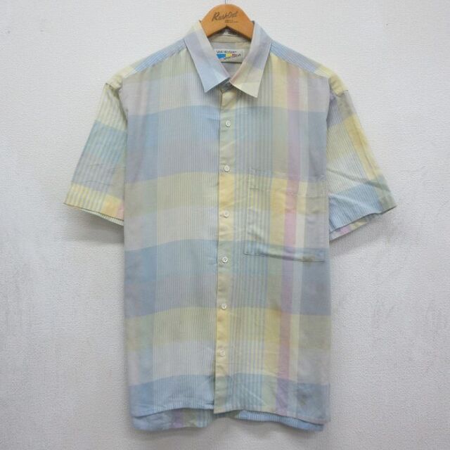 バンヒューセン 90s 半袖シャツ イエローチェック メンズXL相当 | 古着