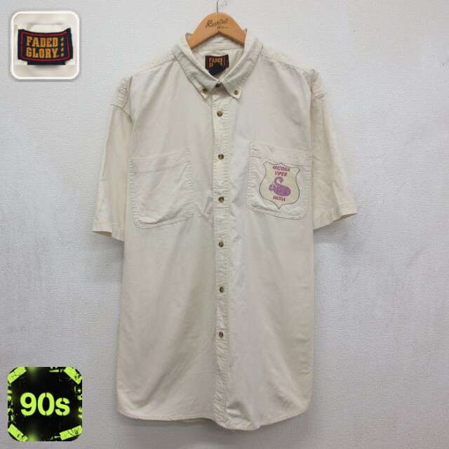 FADED GLORY 90s 半袖シャツ ARIZONA VIPERヘビ ベージュ メンズXL相当 | 古着