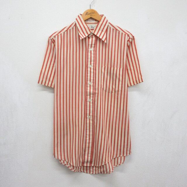 70s 半袖シャツ ストライプ ホワイト メンズM相当 | 古着