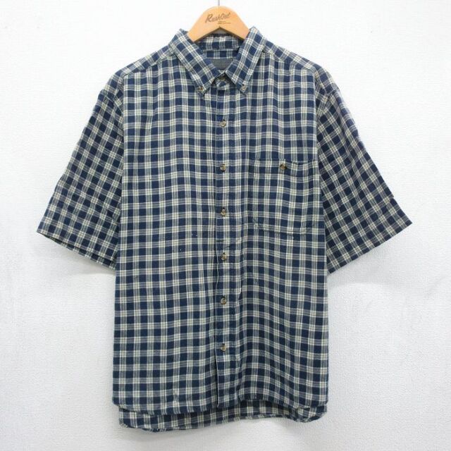 ネイビーチェック 00s 半袖シャツ メンズXL相当 | 古着