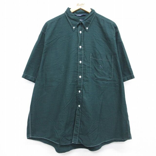 ノーティカ 90s 半袖シャツ ワンポイントロゴ グリーンチェック メンズXL相当 | 古着