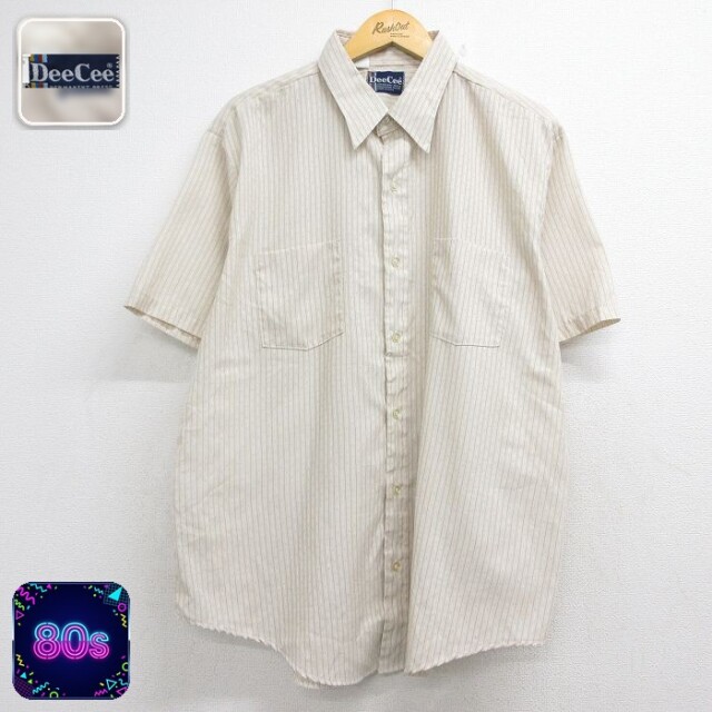 DEE CEE 80s 半袖シャツ ストライプ ベージュ メンズXL相当 | 古着