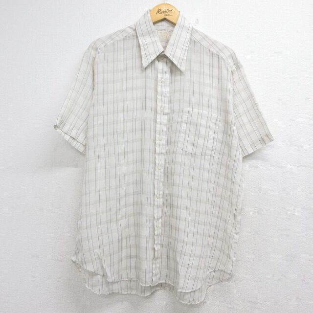 シアーズ 70s 半袖シャツ ベージュチェック メンズXL相当 | 古着
