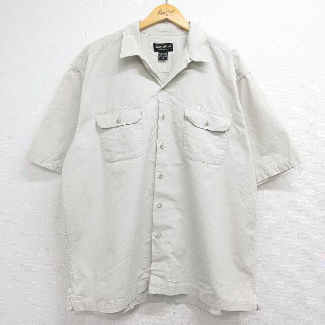 XL★古着 エディーバウアー 半袖 シャツ メンズ 00年代 00s 大きいサイズ コットン 開襟 オープンカラー ベージュ【spe】 26jul06