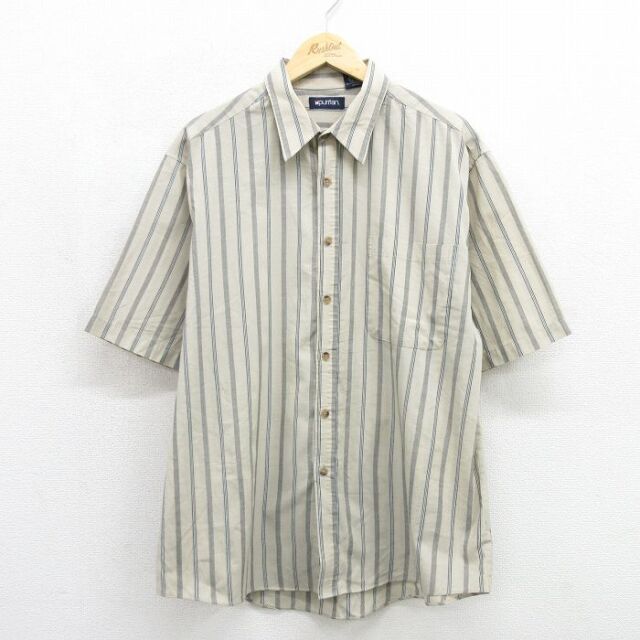 ピューリタン 00s 半袖シャツ ストライプ ベージュ メンズXL相当 | 古着