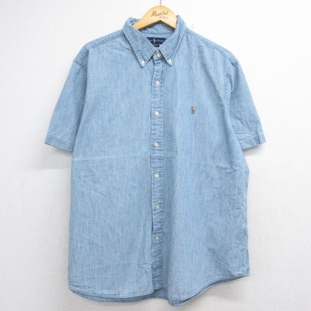古着通販 XL☆古着 ラルフローレン 半袖 ブランド シャンブレー シャツ