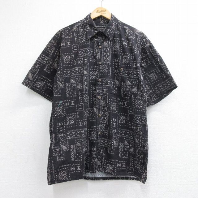 ピエールカルダン 00s 半袖シャツ 総柄 ブラック メンズL相当 | 古着