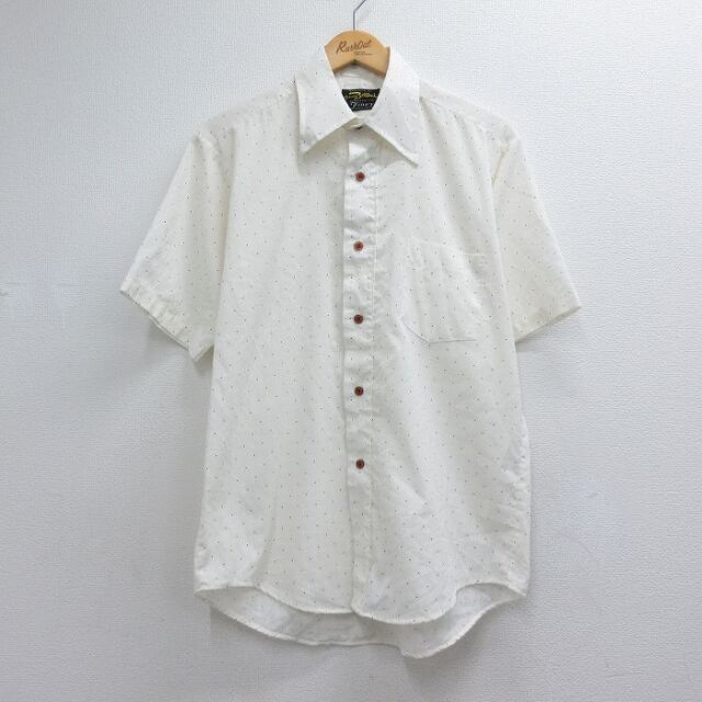 70s 半袖シャツ ドット ホワイト メンズXL相当 | 古着