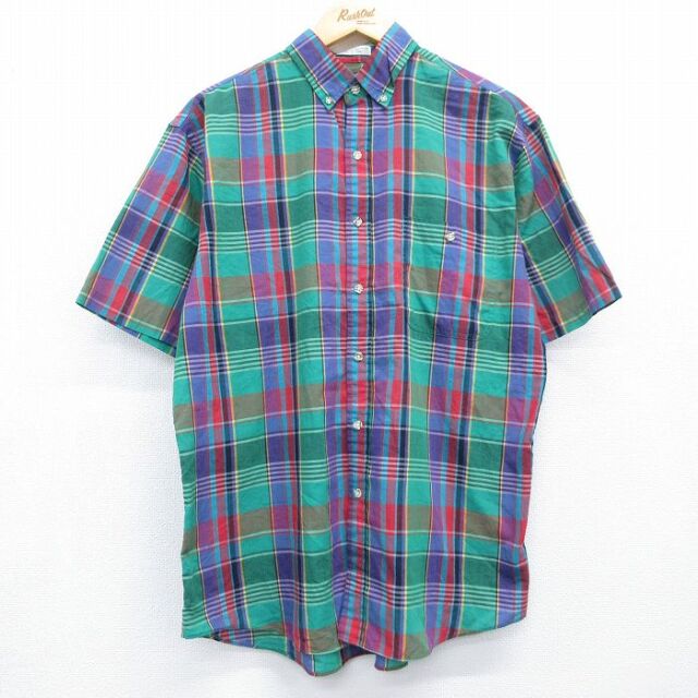 90s 半袖シャツ グリーンチェック メンズL相当 | 古着