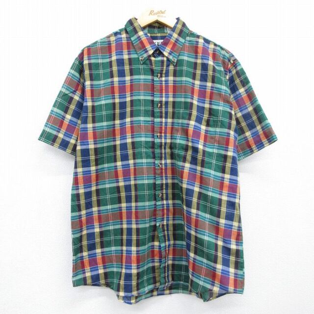 キー 90s 半袖シャツ グリーンチェック メンズXL相当 | 古着