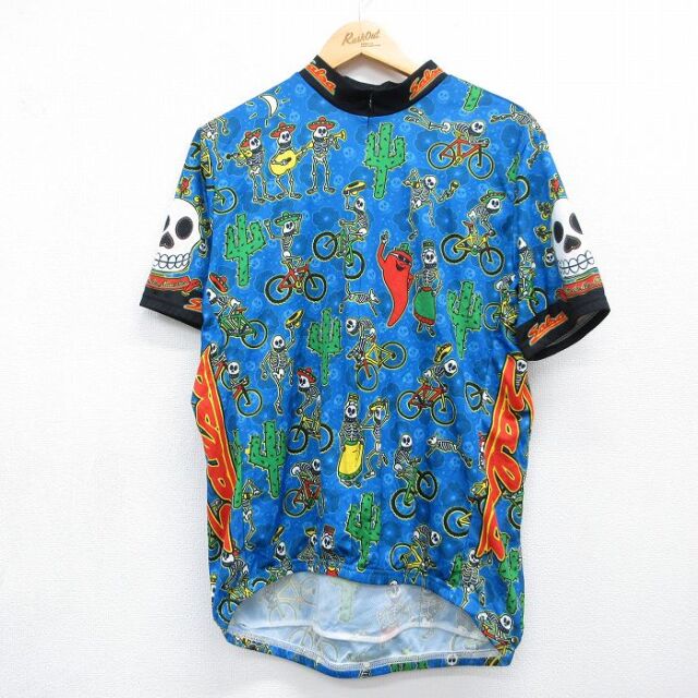 90s 半袖シャツ サイクリング ブルー メンズS相当 | 古着
