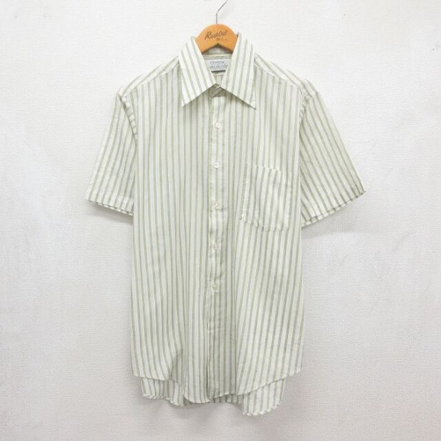 バンヒューセン 70s 半袖シャツ グリーンストライプ メンズXL相当 | 古着