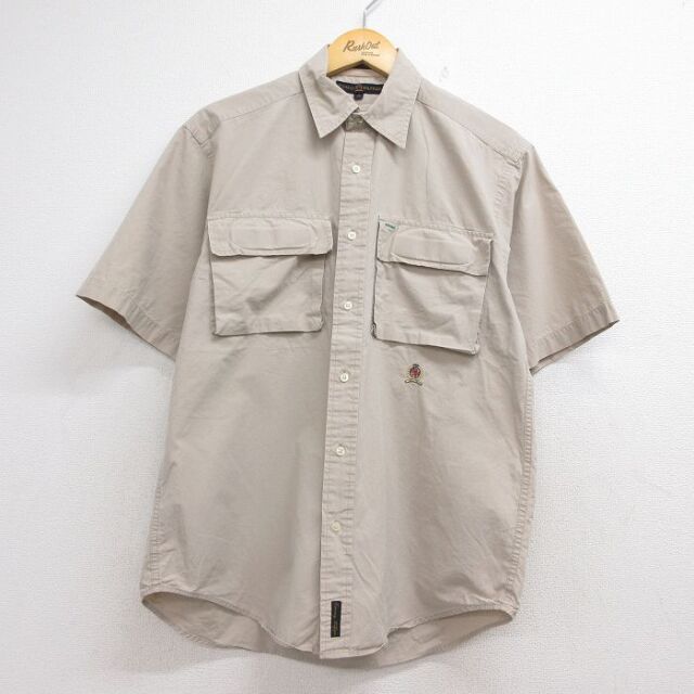 古着通販 L☆古着 半袖 シャツ メンズ 80年代 80s ボタンダウン 紺他