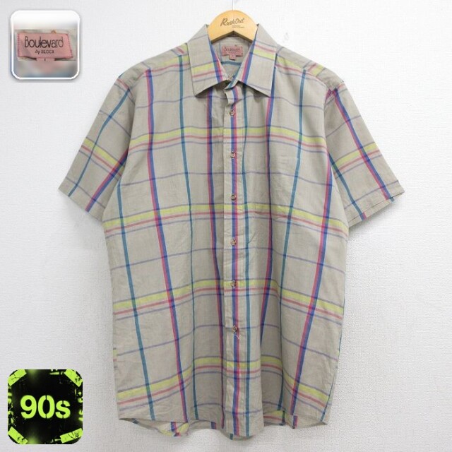 半袖 シャツ 90s ブラウン チェック メンズXL相当 | 古着