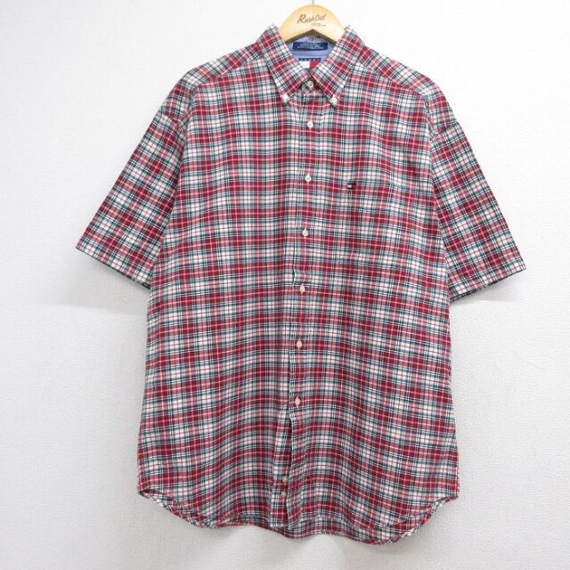 トミーヒルフィガー 90s 半袖シャツ ワンポイントロゴ レッドチェック メンズXL相当 | 古着