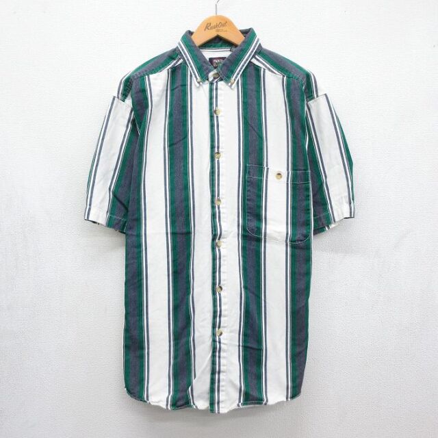 FADED GLORY 00s 半袖シャツ ストライプ ホワイト メンズXL相当 | 古着