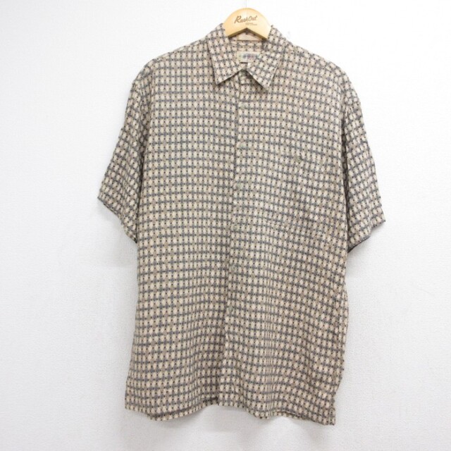 CAMPIA MODA 00s 半袖シャツ 総柄 ベージュ メンズL相当 | 古着