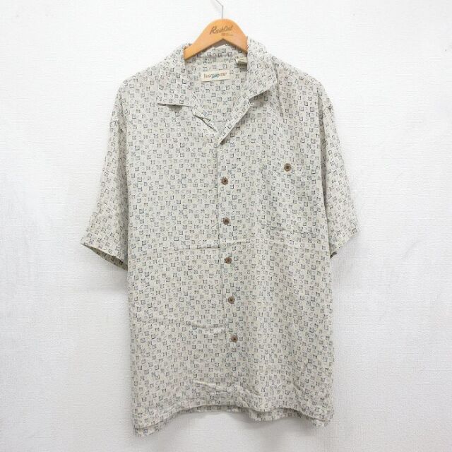 TRAVEL SMITH 半袖シャツ 総柄 ベージュ メンズXL相当 | 古着