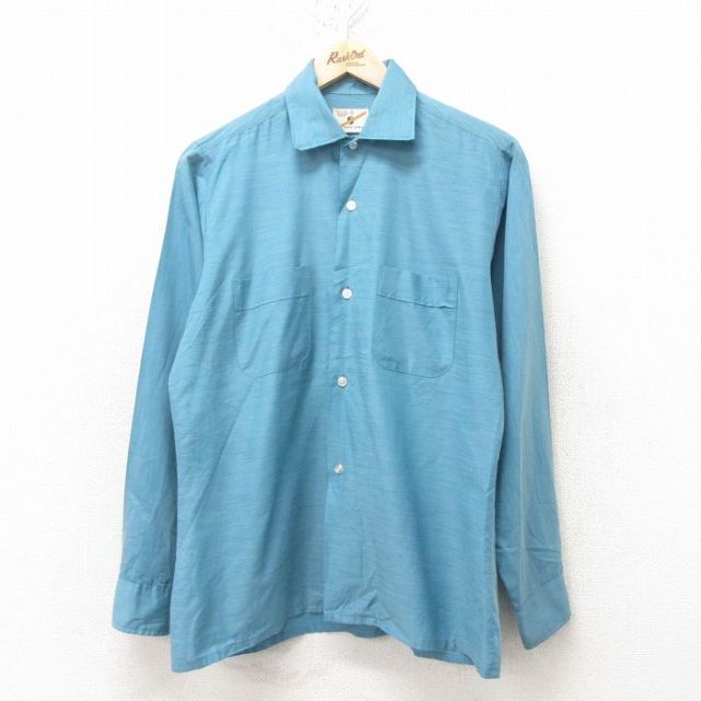 M★古着 BVD 長袖 ビンテージ シャツ メンズ 60年代 60s 薄紺 ネイビー 25feb14 中古 トップス