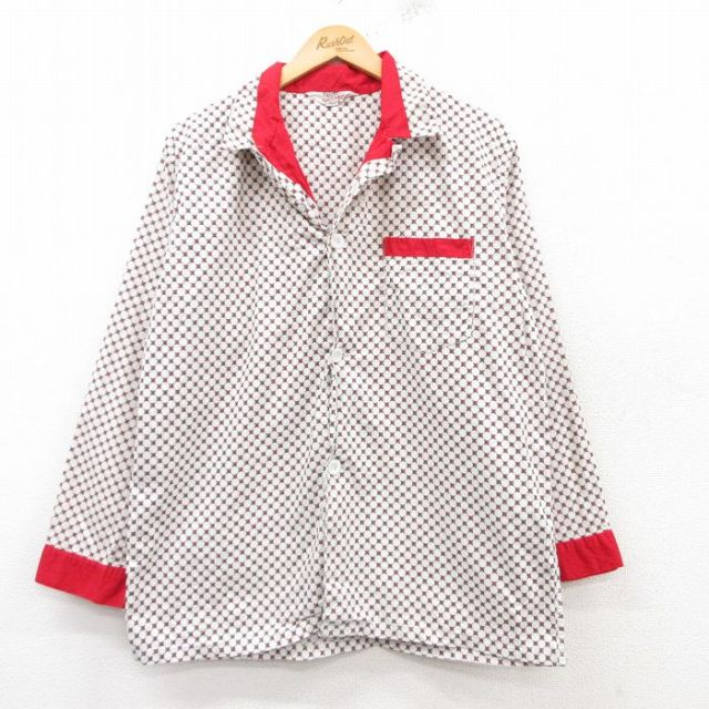 XL★古着 長袖 ビンテージ パジャマ シャツ メンズ 70年代 70s 開襟 オープンカラー 白他 ホワイト 25feb15 中古 トップス