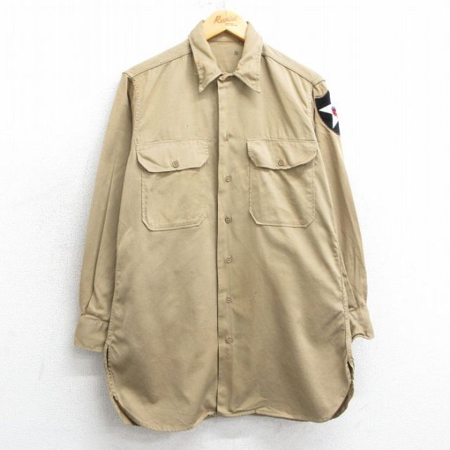 古着通販 M☆古着 長袖 ビンテージ シャツ メンズ 50年代 50s