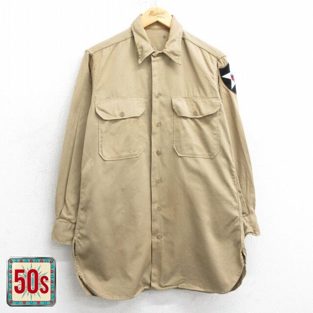 50s 長袖シャツ インディアン ベージュ M | 古着