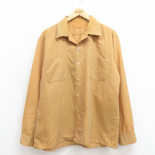 L★古着 マックレガー 長袖 ビンテージ シャツ メンズ 70年代 70s 開襟 オープンカラー 黄系 イエロー 25oct02 中古 トップス