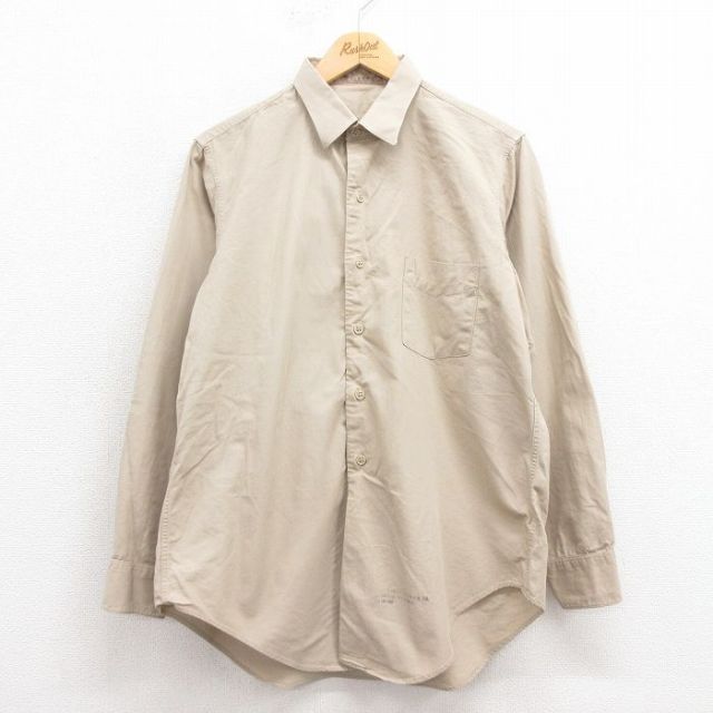【20%OFF】L★古着 長袖 ビンテージ ミリタリー シャツ メンズ 60年代 60s ベージュ カーキ 25oct02 中古 トップス