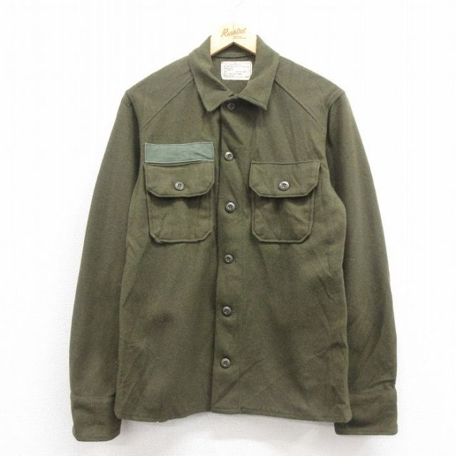 M★古着 長袖 ビンテージ ミリタリー シャツ メンズ 70年代 70s USA製 緑 グリーン 25oct02 中古 トップス