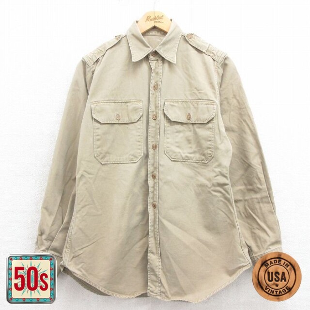 【50%OFF】50s ミリタリーシャツ ベージュ M | 古着