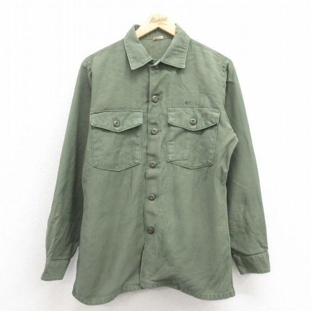 60s ミリタリーシャツ グリーン M | 古着