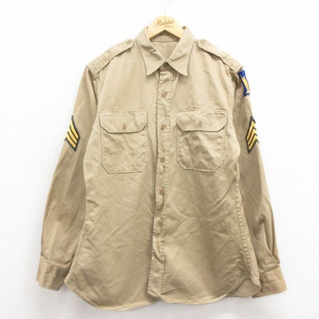 【50%OFF】50s ミリタリーシャツ ベージュ M | 古着