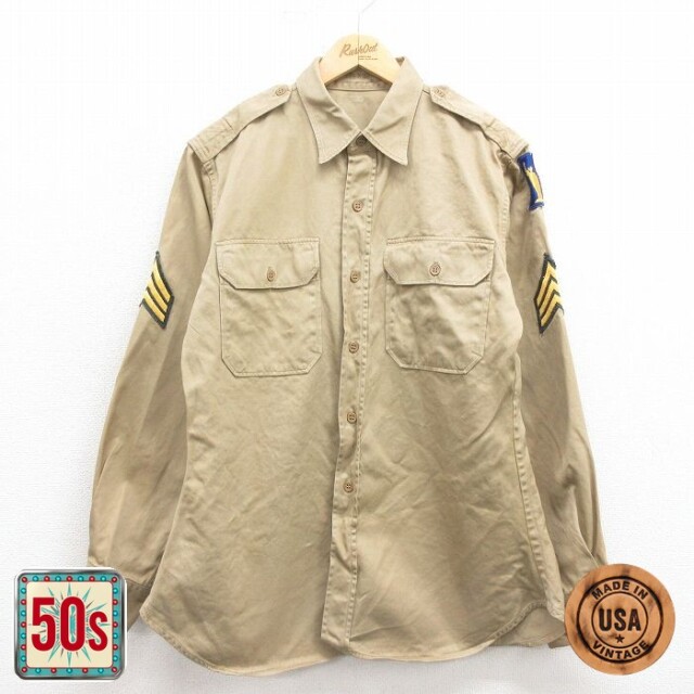 【50%OFF】50s ミリタリーシャツ ベージュ M | 古着