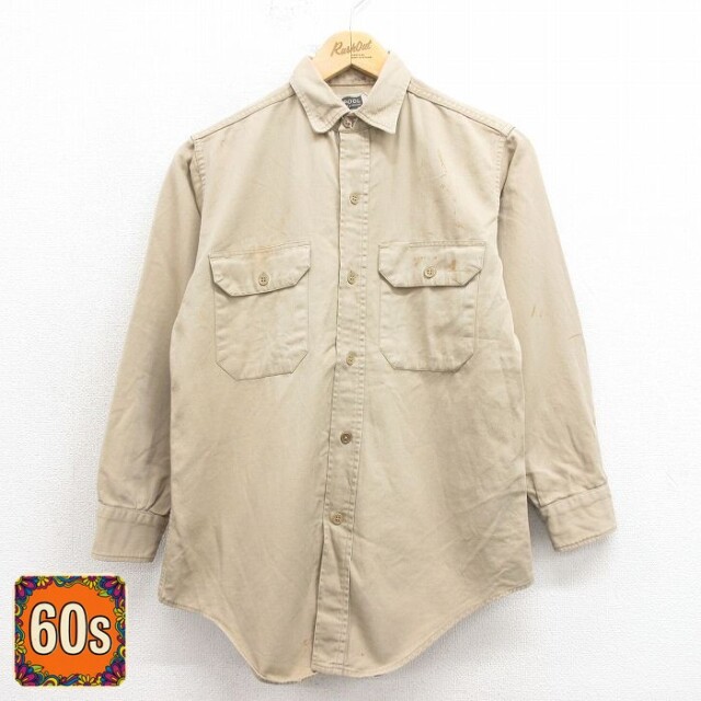 【50%OFF】60s 長袖シャツ ベージュ M | 古着