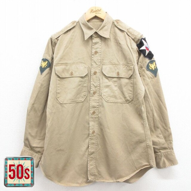 【50%OFF】50s ミリタリーシャツ ベージュ M | 古着