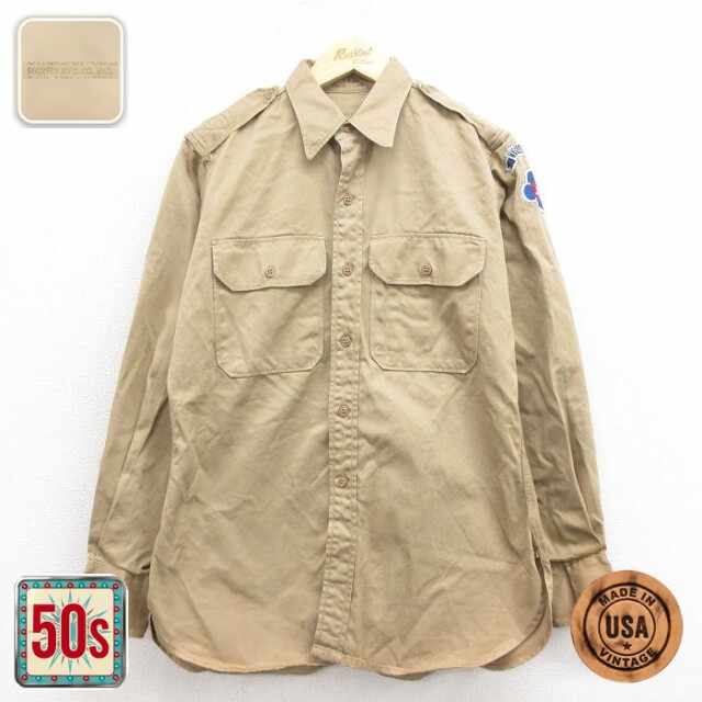 【50%OFF】50s ミリタリーシャツ マチ付き ベージュ M | 古着